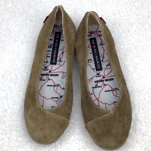 Oliberte Brown Nubuck Suede Slip On Ballet Flats - Picture 4 of 13